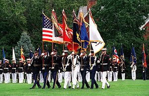 A military color guard.